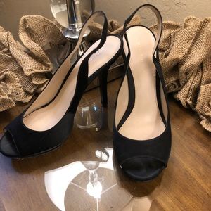 Pelle Moda Black Open Toe High Heels